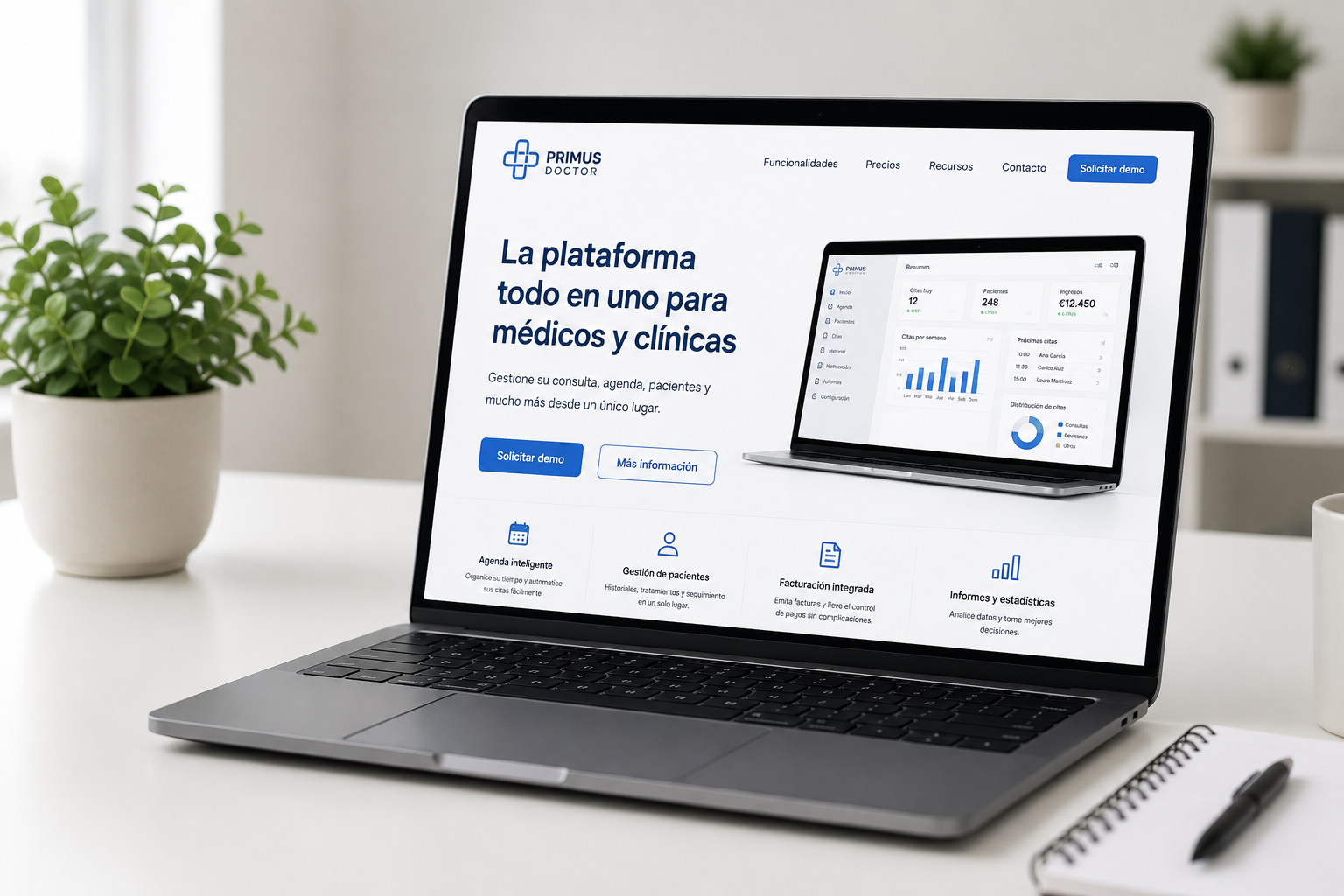 Biblioteca digital de recursos profesionales mostrada en un ordenador portatil